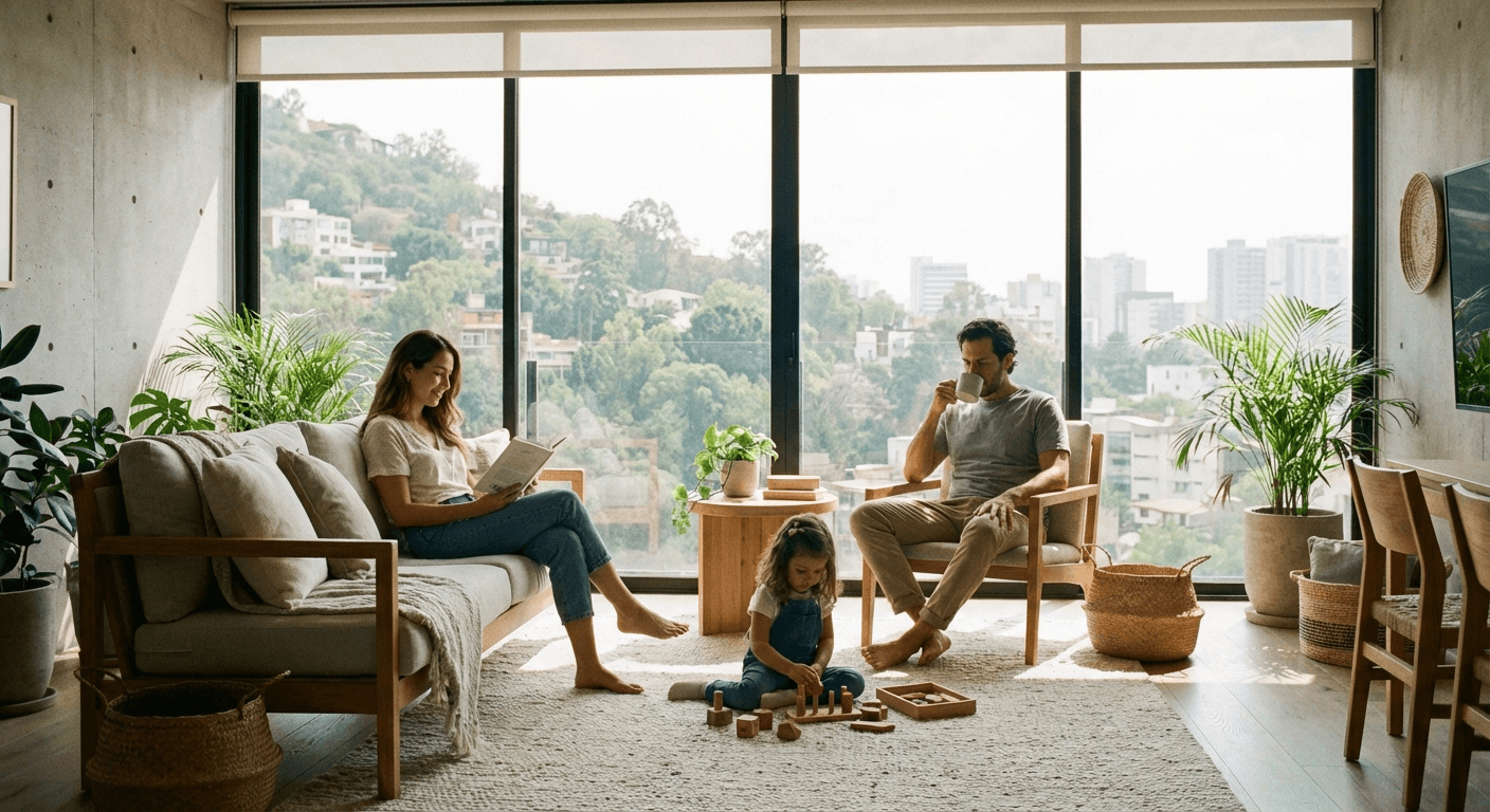 Familia disfrutando su hogar con tranquilidad