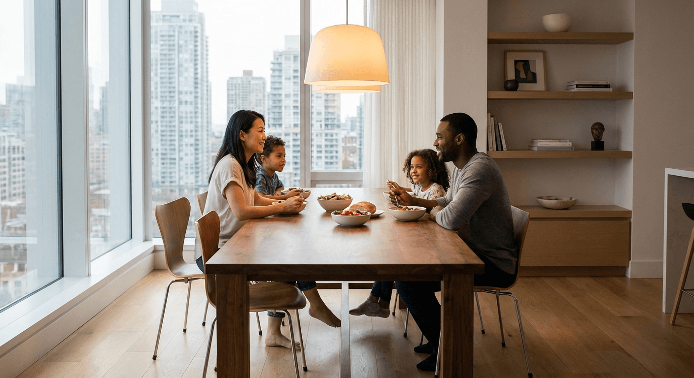 Pareja revisando su operación desde casa con calma y control