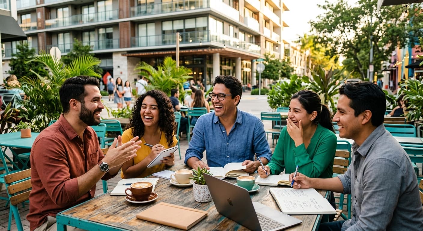 Equipo de trabajo colaborando en un entorno moderno